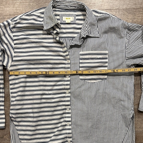 Anthropologie Maeve Bennet button down  blue/white color block shirt size medium - Picture 9 of 12